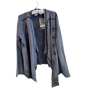 Young Threads Embroidered Cardigan Sweater XL Draped Boho New With Tag